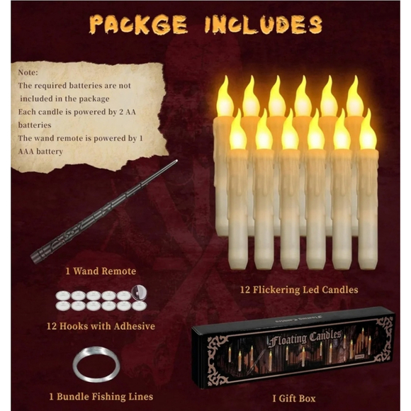 Floating Candles with Wand Remote, Magic Floating Halloween Candles - Picture 5 of 11